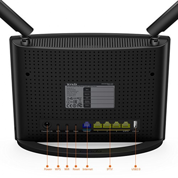 Imagine Router wireless 4 porturi AC 1200Mbps Smart dual-band, Tenda AC9